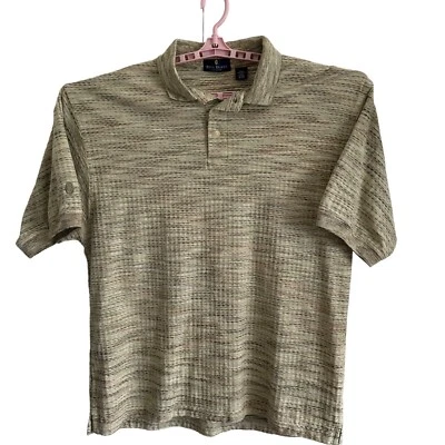 Polo vintage Bill Blass premium para hombre talla XXL estampado verde beige 100 % algodón Foto 1 de 4