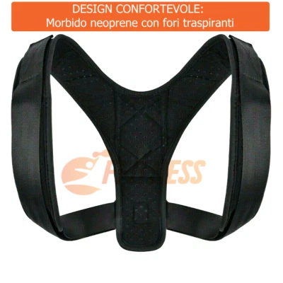 TUTORE CORRETTORE POSTURALE SUPPORTO SCHIENA FASCIA SPALLE POSTURA UFFICIO SPORT - Image 1 of 4