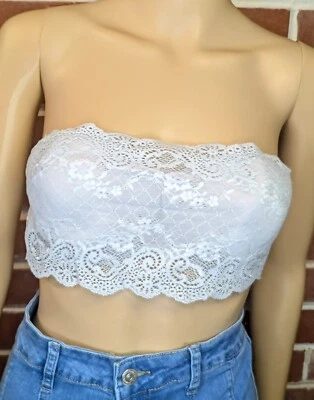 Sujetador sin tirantes Cosabella Thea Bandeux con superposición de encaje plateado 36B Foto 1 de 4