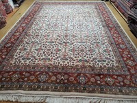 8' X 11' vintage Fine Hand Made Indo Persian Bidjar Bijar Wool Rug Ivory/ Beige