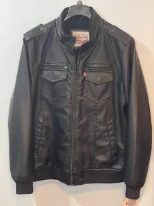 Levi's Men's Faux Leather Sherpa Aviator Bomber Jacket Black XL - Picture 1 of 7