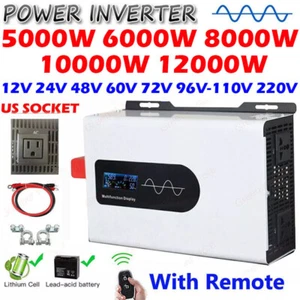Inverter onda sinusoidale pura 5000W 8000W 10000W 12000W 12V 24V 48V 60V 72V 110V 220V - Foto 1 di 29