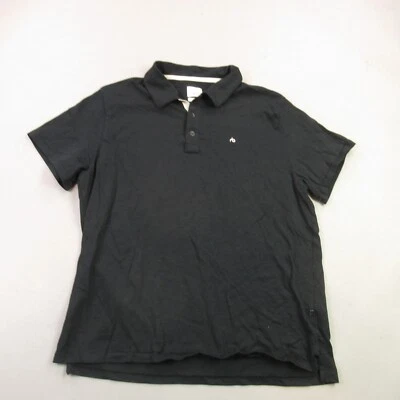 Тряпка и кости рубашка мужская 2XL короткий рукав черный легкий поло на пуговицах - Изображение 1 из 4