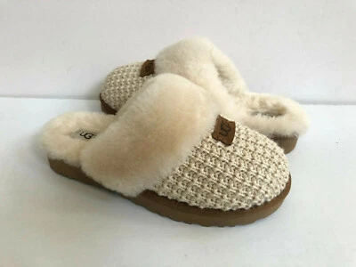 UGG COZY KNIT CREAM SHEARLING LINED SLIP ON SLIPPERS US 11 / EU 42 / UK 9 - Image 1 of 4