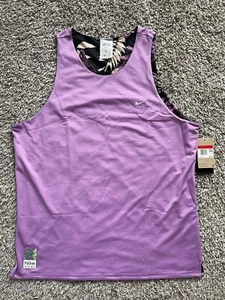 NEW Nike Dri-Fit AOP Reversible Tank Shirt Floral Purple Mens Size L FB7978-532 - Picture 1 of 8