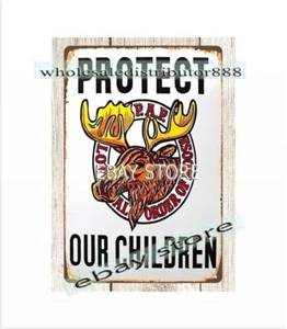 lodge cafe protext our children PAP Loyal Order Of The Moose Club metal tin sign - Picture 1 of 4