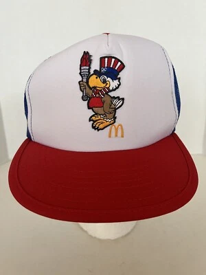 McDonalds 1984 Summer Olympics Hat SnapBack Sam The Eagle Red White Blue  - Image 1 of 4