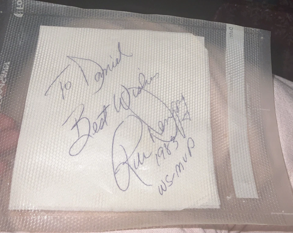 Rick Dempsey Autograph On Napkin Sealed - Image 1 of 1