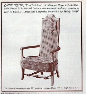 1964 Heritage Furniture Muy Caneback Chair Original Print Ad - Picture 1 of 1