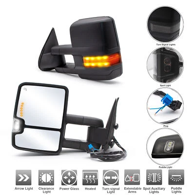 Espejos retrovisores de remolque para GMC Yukon XL 1500/2500 2003 2004 2005 2006 potencia señal térmica Foto 1 de 4