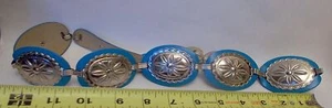 CINTURÓN CONCHO WESTERN DE COLECCIÓN Turquesa Plisado Trasero. Diseño indio nativo americano - Imagen 1 de 8