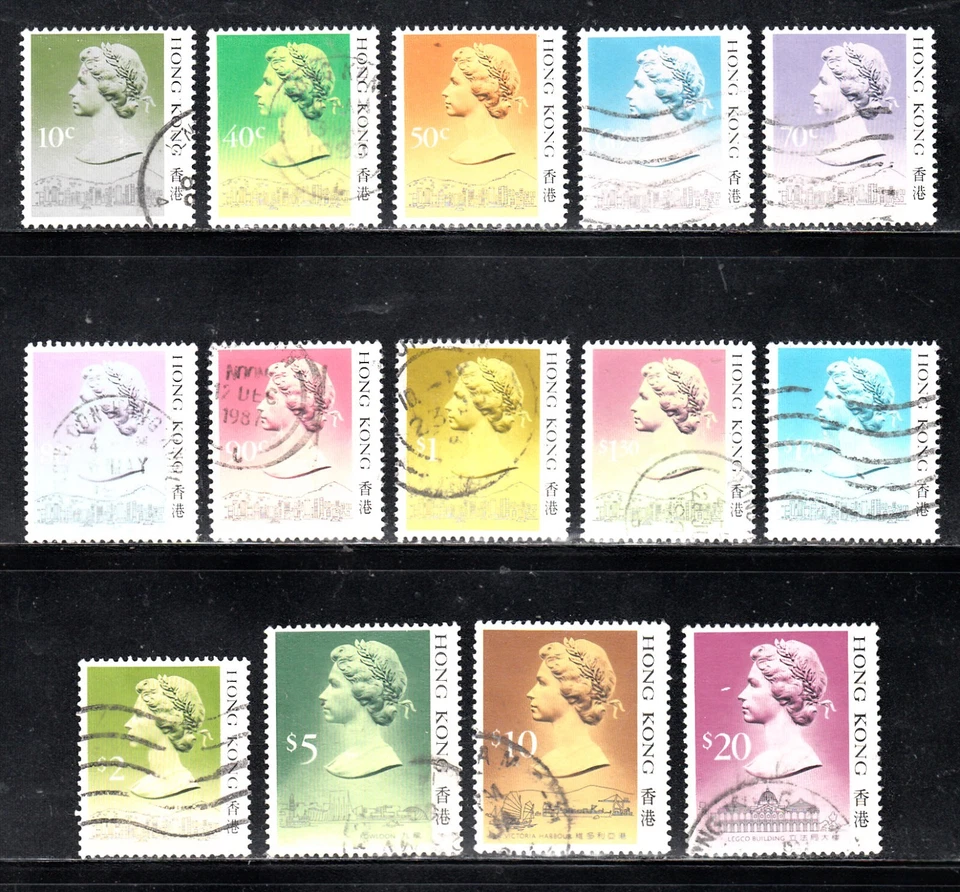 HONG KONG 1987 QEII DEFINITIVE SET TO $20 VALUE TYPE-I SCOTT 490-503 USED - Image 1 of 1