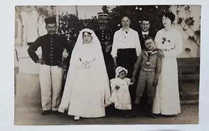 Foto postal real, foto de boda, militares franceses, uniforme colonial - Imagen 1 de 1