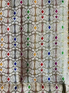 "TELA JACQUARD BROCADE-sarí SARI blusa pieza - beige dorado 48""X24""-diamante - Imagen 1 de 12