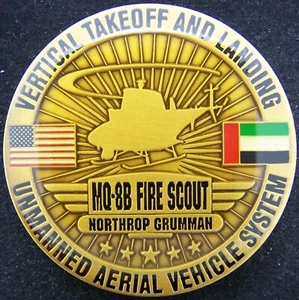 Northrop Grumman MQ-8B Fire Scout UAVS USN UAE Challenge Coin - Picture 1 of 2