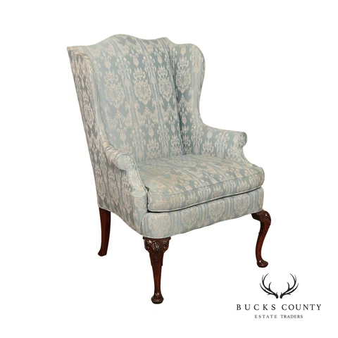 Hickory Chair Queen Anne Style Mahogany Wing Armchair Cover