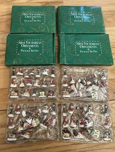 Mini Victorian Ornaments Set Of 18 Polystone Hand Painted  Lot Of 4 Gift Tie Ons - Picture 1 of 10