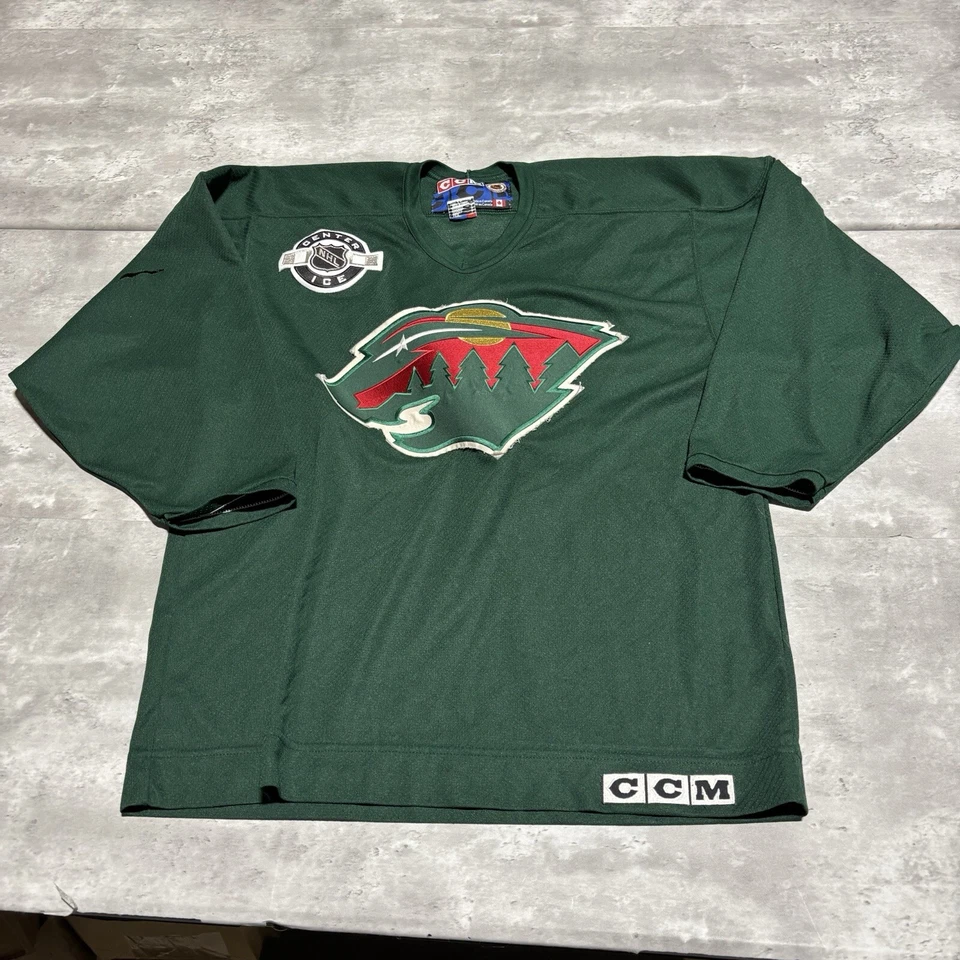 Camiseta Minnesota Wild para hombre grande verde CCM en blanco vintage adulto * Foto 1 de 4