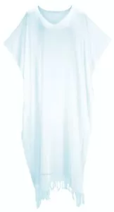 BeautyBatik White Women Caftan Kaftan Loungewear Maxi Plus Size Long Dress 3X 4X - Picture 1 of 7
