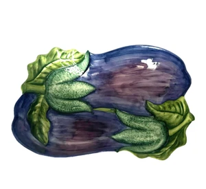 Mayólica Vietri Italia Berenjena pintada a mano grande vegetal/pasta porcelana cuenco - Imagen 1 de 8