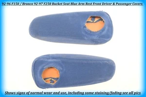 92-96 Ford F150 F250 Bronco Bucket Seat Arm Rest Covers Driver & Passenger Blue - Bild 1 von 19