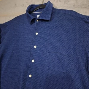 Peter Millar Shirt Mens XL Blue Long Sleeve Cotton Button Diamond all over print - Picture 1 of 9