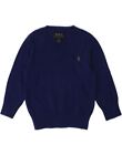 POLO RALPH LAUREN Boys V-Neck Jumper Sweater 2-3 Years Navy Blue Cotton AQ03