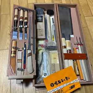 Japanese Vintage Kakuri Carpenter Tool set Hand plane hand saw etc With case #6 - Picture 1 of 10