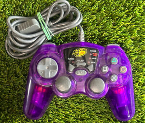 MadCatz Clear Purple PS1 PS2 Wired Playstation Controller Pad Pro Tested