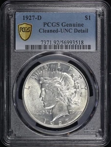 Dólar de la Paz 1927-D graduación profesional sin circular detalles limpios - Imagen 1 de 2