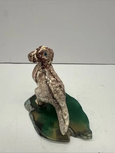 Very Cool T-Rex soapstone Dinosaur 4.25” On A Piece Of Agate - Picture 1 of 6