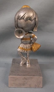 bobblehead female CHEERLEADER trophy statue silver resin award PDU - Picture 1 of 2