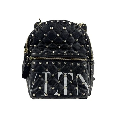 Auténtica Mochila Valentino Garavani Rockstud Spike Negra/Dorada Cuero/Metal - z6704 Foto 1 de 4