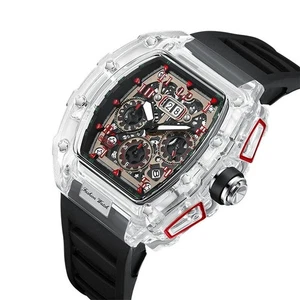 Men's Quartz Fashion Transparent Watch Silicone Strap Waterproof Watch Gift - Picture 1 of 10