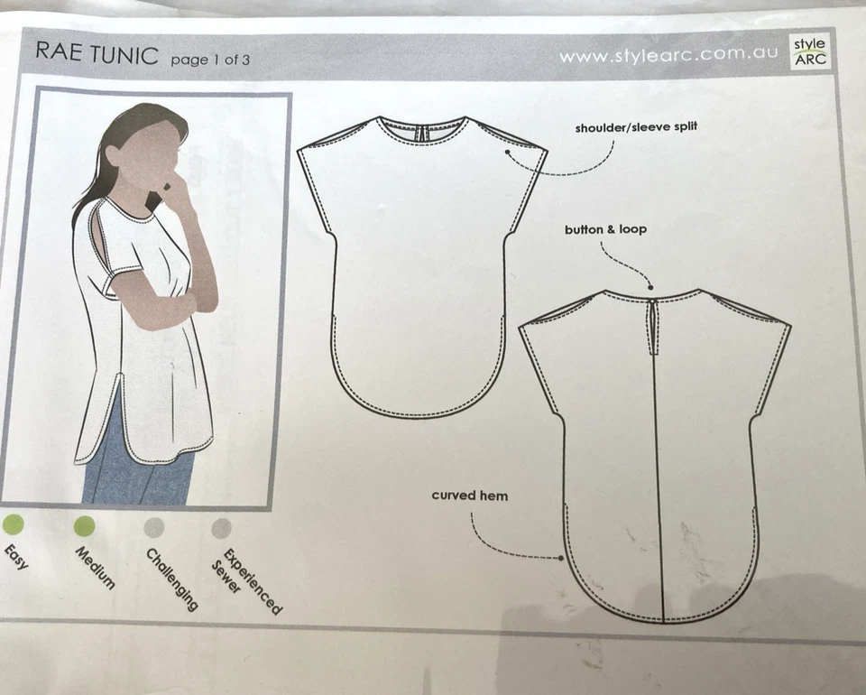 Style Arc Rae Tunic Uncut Sewing Pattern SIZE 18 - 30 - Image 1 of 1