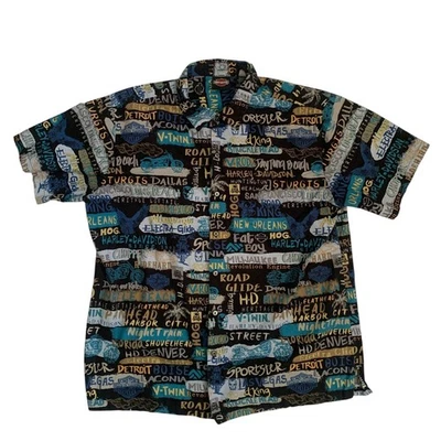 Camisa hawaiana Harley Davidson para hombre talla L manga corta abotonada hecha en EE. UU. Foto 1 de 4