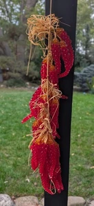Vintage Plastic Acrylic Crystal Beaded Chili Pepper Strand Hanging Decor 19" - Picture 1 of 12