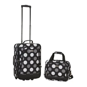Rockland Expandable Carry On Luggage Set 2 Piece New Black Dot - Picture 1 of 1