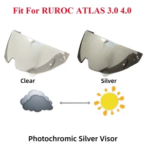 Visera plateada fotocromática para RUROC ATLAS 3.0 4.0 casco de motocicleta lente protectora - Imagen 1 de 3