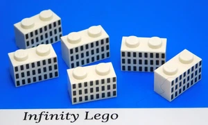 6 LEGO White Brick 1 x 2 w/ San Francisco Building Windows Singapore 21057 45329 - Imagen 1 de 2