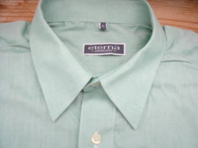 Eterna EXCELLENT Camicia 41 Verde Seta Lucida Unicolore #TA3873 - Immagine 1 di 1