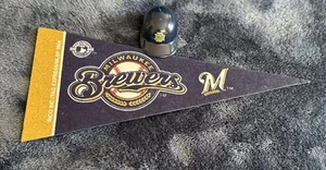 Vintage Milwaukee Brewers MLB Rico Mini 9”x4” Pennant & Mini Batting Helmet Lot - Picture 1 of 6