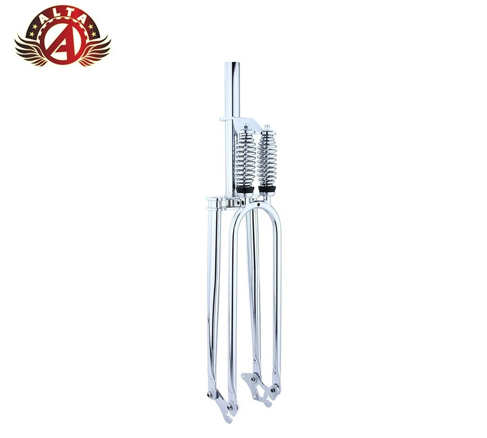 26" Dual Spring Disc Option Fork 1-1/8" Threadless Bicycle Cruiser Fork CHROME. - Image 1 of 1