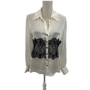 White House Black Market Seidenbluse Spitze Korsett Details Damen Large  - Bild 1 von 7