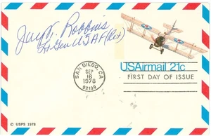 Tarjeta indexada firmada por Jay Robbins Segunda Guerra Mundial Ace 1 O&E - Imagen 1 de 1