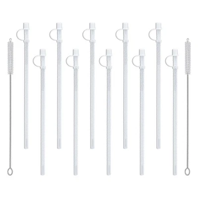 "Pajitas corrugadas flexibles de 11"" con tapas (paquete de 10) con 2 cepillos de limpieza - EE. UU. Foto 1 de 3