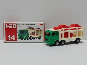 Tomica Super Great Car Carrier Mitsubishi Fuso 14 Red Tomy Logo Made in China - Picture 1 of 8