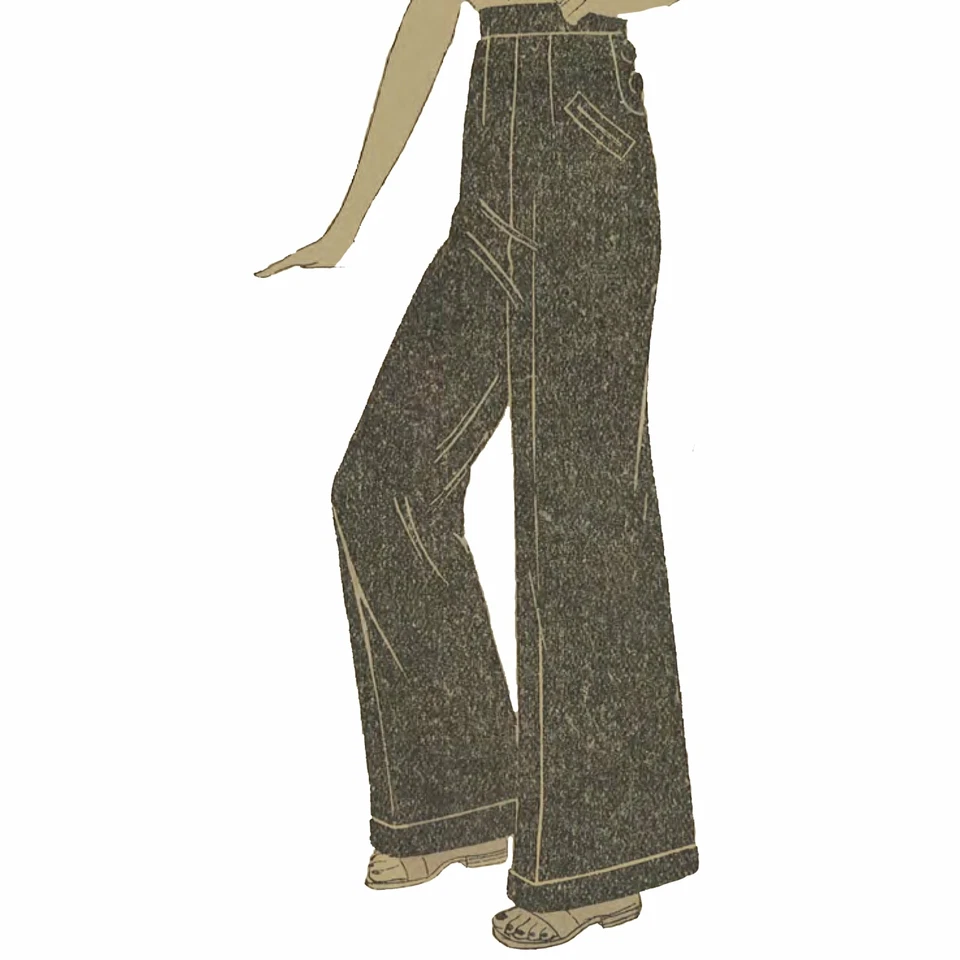 30's Sewing Pattern: Wide Leg Slacks, Trousers - Waist=29” (73.7cm) - Image 1 of 1