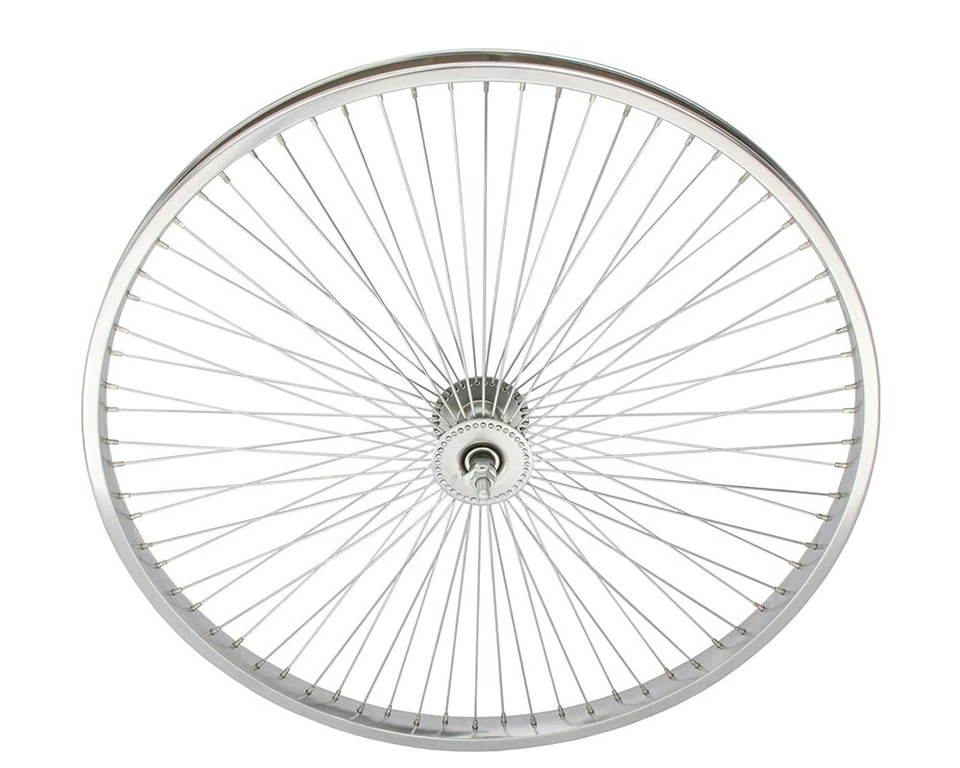 F&R Vintage Lowrider 26" Steel Front Wheel 72 Spoke 14g Chrome Bicycle Rim Bike