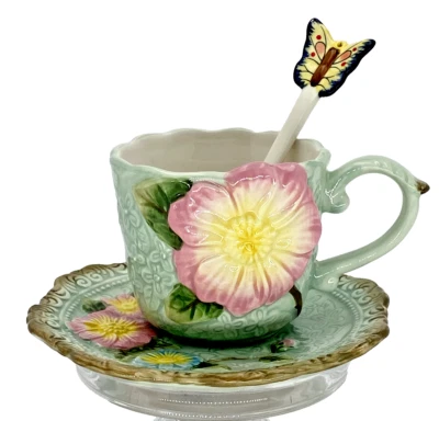 Esquina Rubí Colección Botánica Menta y Flor Rosa con Cuchara Mariposa Foto 1 de 4